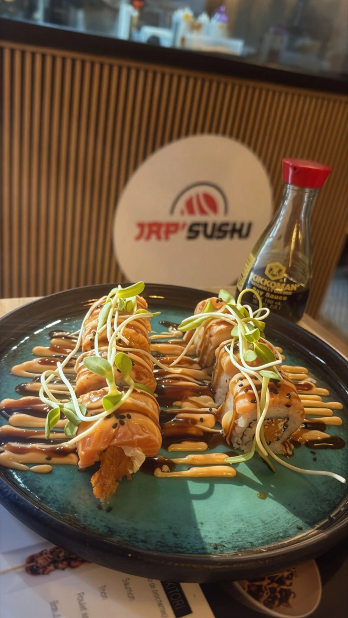 Salmon rolls with JAP'SUSHI coaster